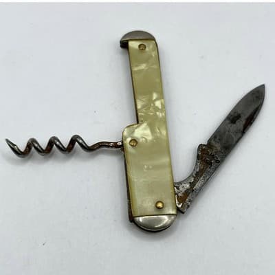Vintage Camco USA Pocket Knife Corkscrew Wine Opener Faux Mother of Pearl Handle