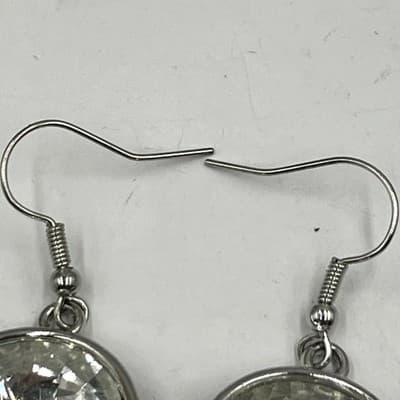 VTG Crystal Jewelry Set: Large Teardrop Faceted Pendant & Round Drop Earrings - Thumbnail 4
