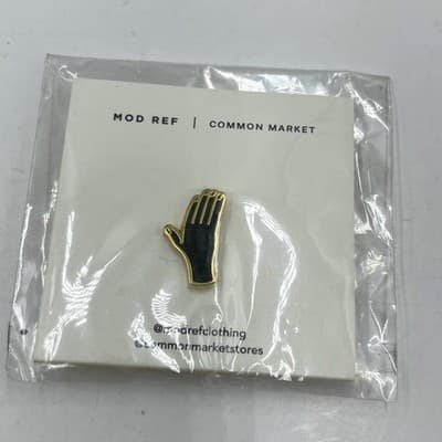 Vintage MOD REF x Common Market Hand Enamel Pin Gold Tone Black Jewelry New NIP