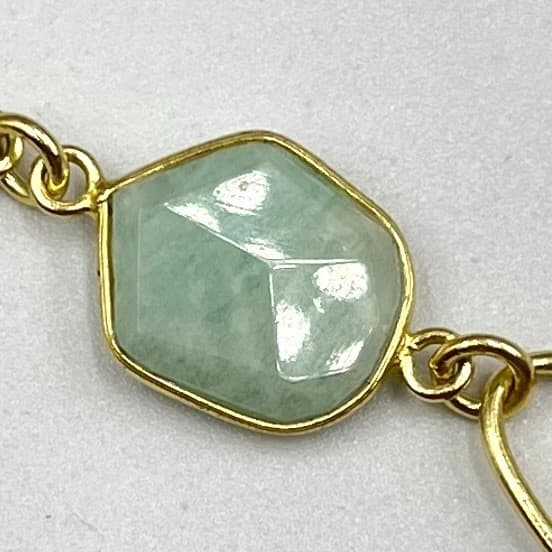 VTG Stella & Dot Gold Tone Green Grey Stone Station Long Layering Necklace Retro - Thumbnail 2