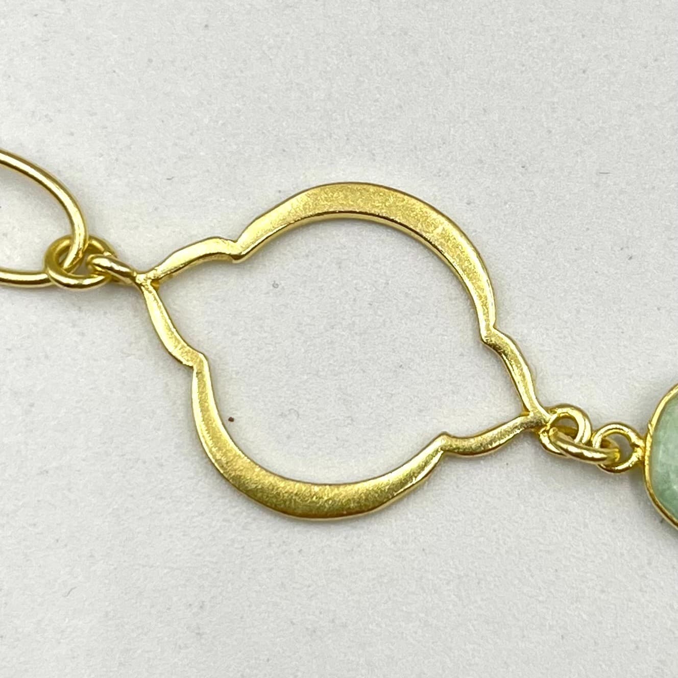 VTG Stella & Dot Gold Tone Green Grey Stone Station Long Layering Necklace Retro - Thumbnail 4