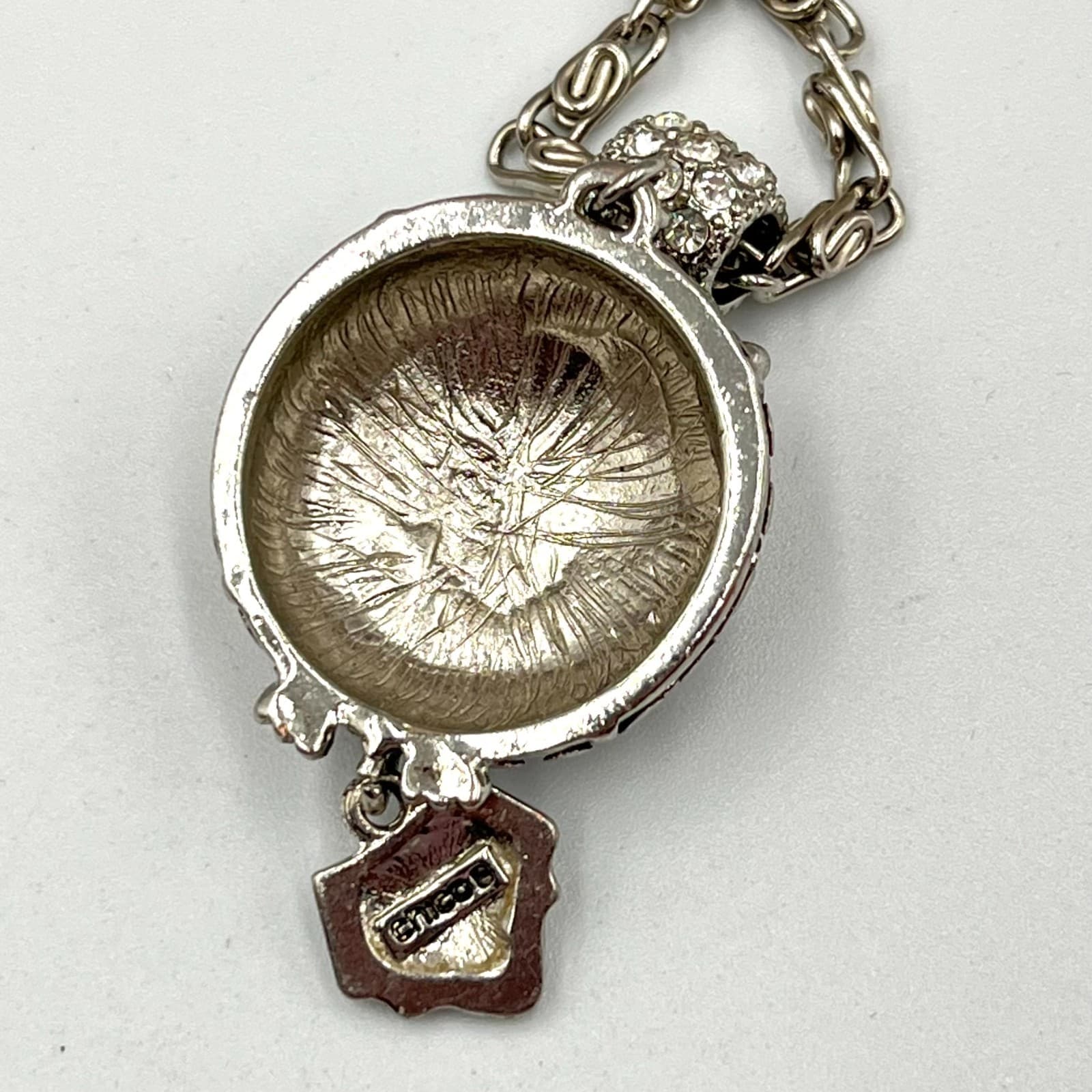Vintage Chico's Silver Tone Pave Rhinestone Owl Long Pendant Necklace Retro - Thumbnail 4