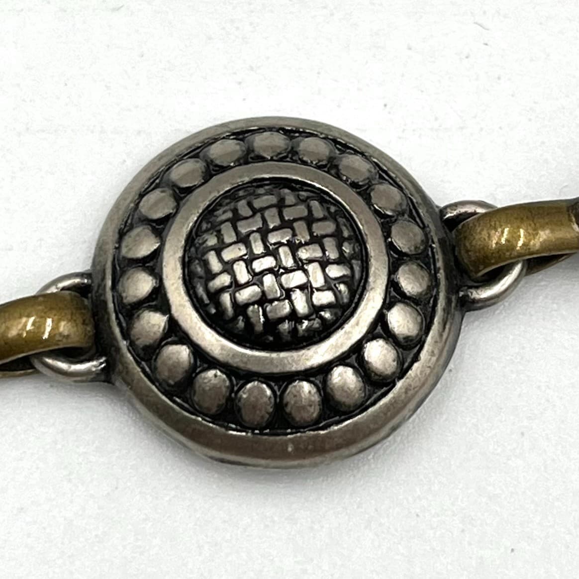 Vintage Fossil Boho Long Station Necklace Mixed Metal Silver Gold Tone Retro - Thumbnail 2