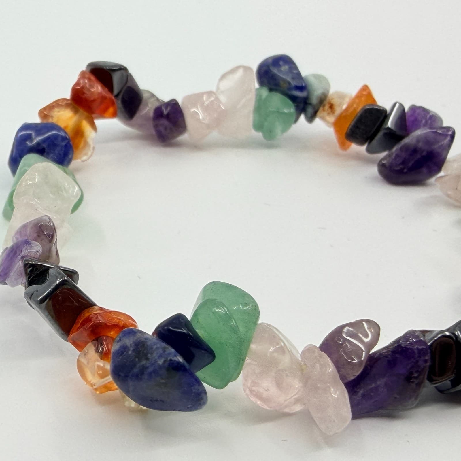 Multicolor Chip Bead Stretch Bracelet Katherine Heart Charm Personalized Boho - Thumbnail 5