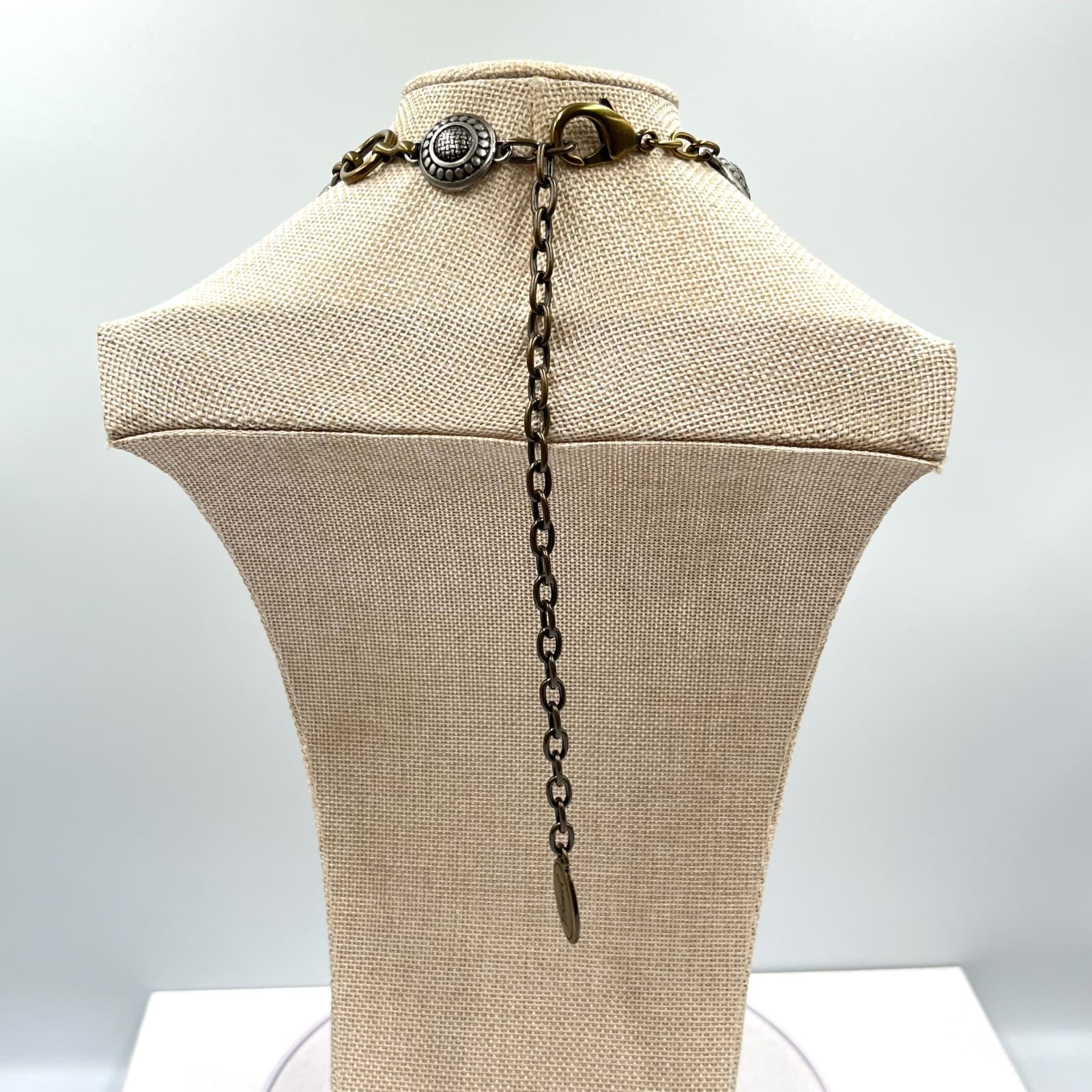 Vintage Fossil Boho Long Station Necklace Mixed Metal Silver Gold Tone Retro - Thumbnail 10