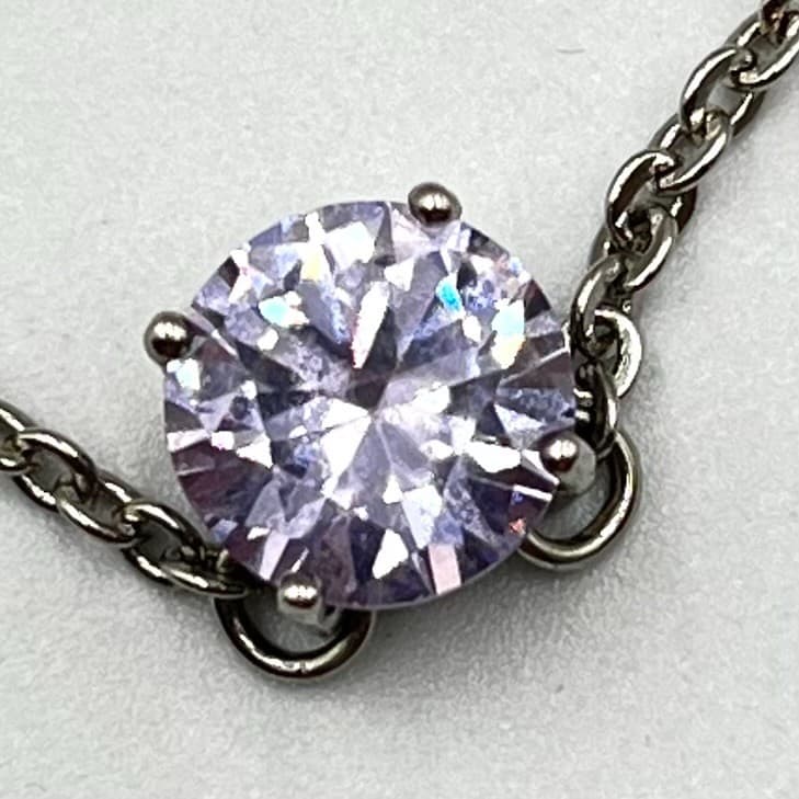 Vintage Charming Charlie Silver Tone Lavender CZ Station Necklace Retro Y2K Glam - Thumbnail 4