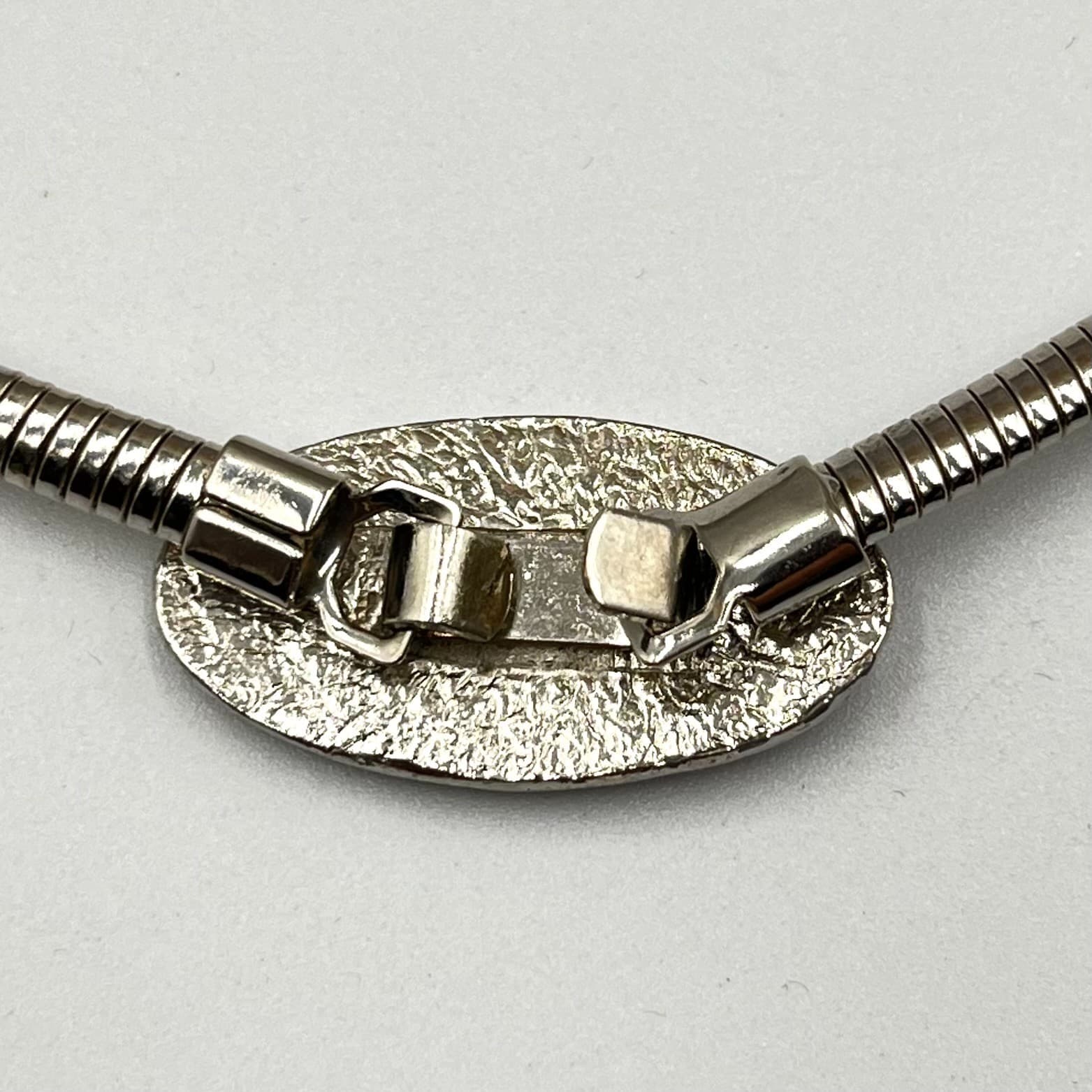 Vintage Silver Tone Lion Head Snake Chain Statement Necklace, Retro Boho Chic - Thumbnail 5