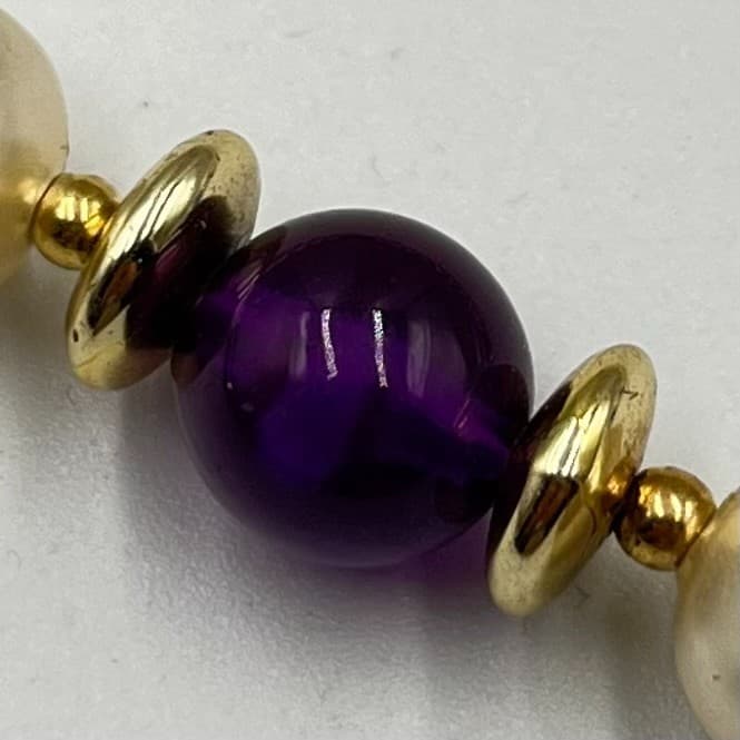 Vintage Faux Pearl Necklace with Multi-Color Glass Accents - Retro Chic Fashion - Thumbnail 5