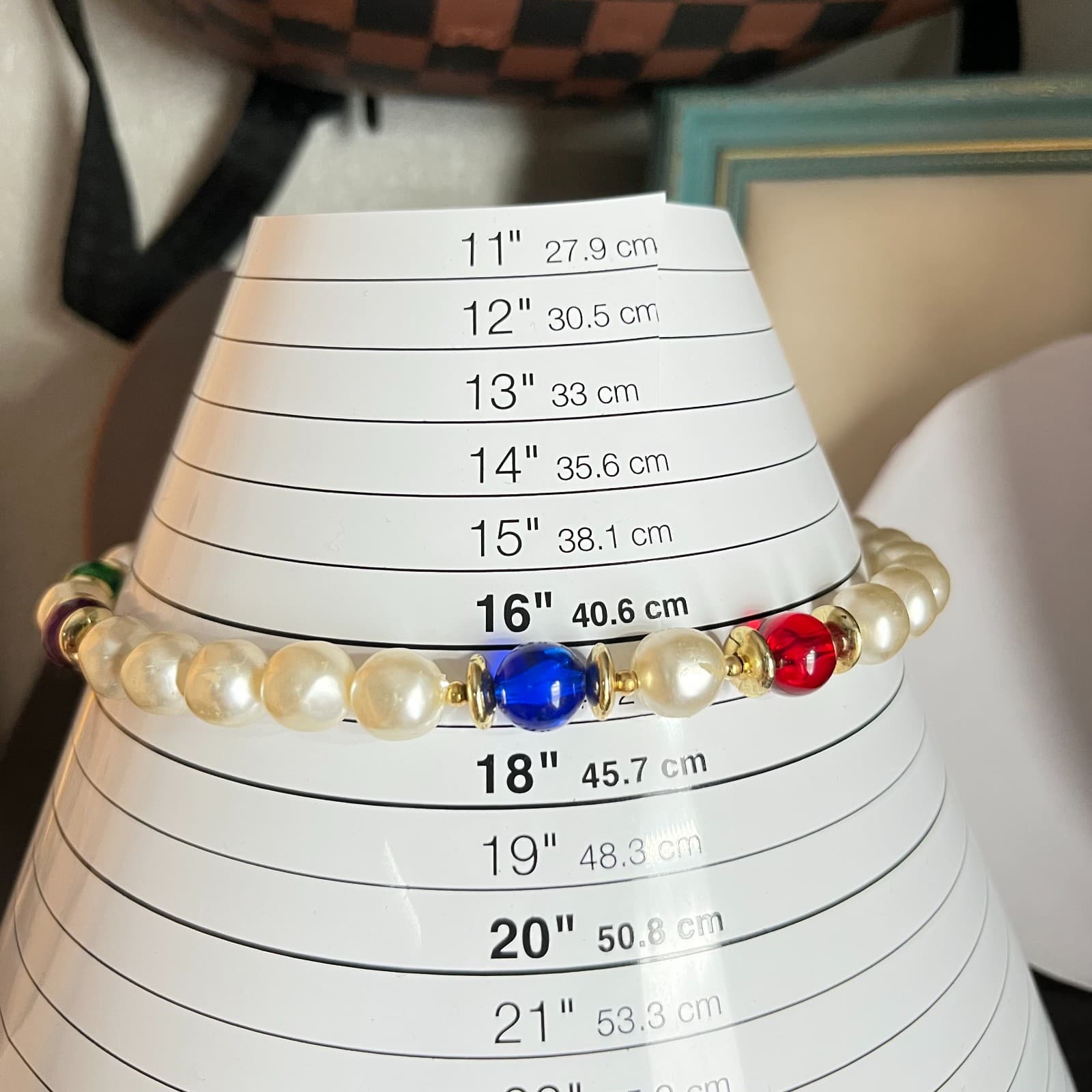 Vintage Faux Pearl Necklace with Multi-Color Glass Accents - Retro Chic Fashion - Thumbnail 9