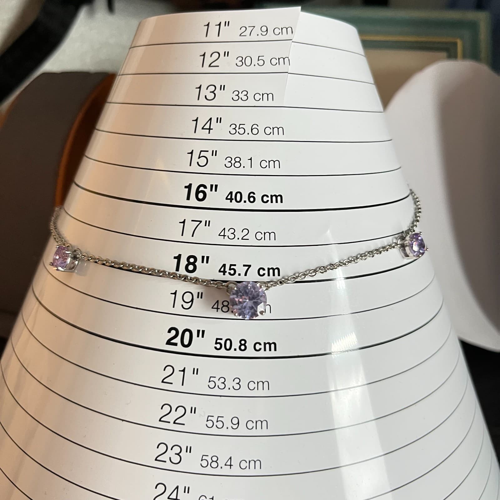 Vintage Charming Charlie Silver Tone Lavender CZ Station Necklace Retro Y2K Glam - Thumbnail 10