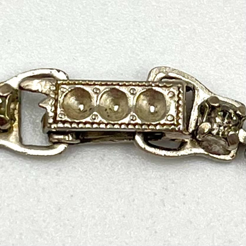 Vintage Mid-Century Crystal Fringe Choker Necklace Silver Tone Art Deco Style - Thumbnail 4