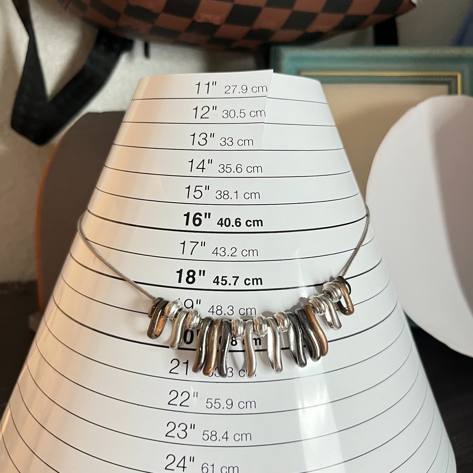 Nine West Vintage Mixed Metal Snake Chain Necklace Abstract Dangle Fringe Boho - Thumbnail 10