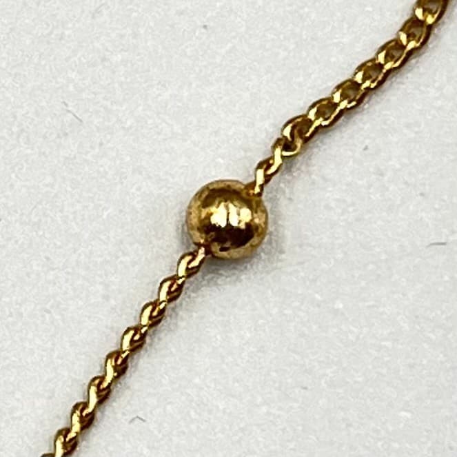 VTG Gold Tone Beaded Station Necklace Minimalist Dainty Curb Link 24" Fashion - Thumbnail 3