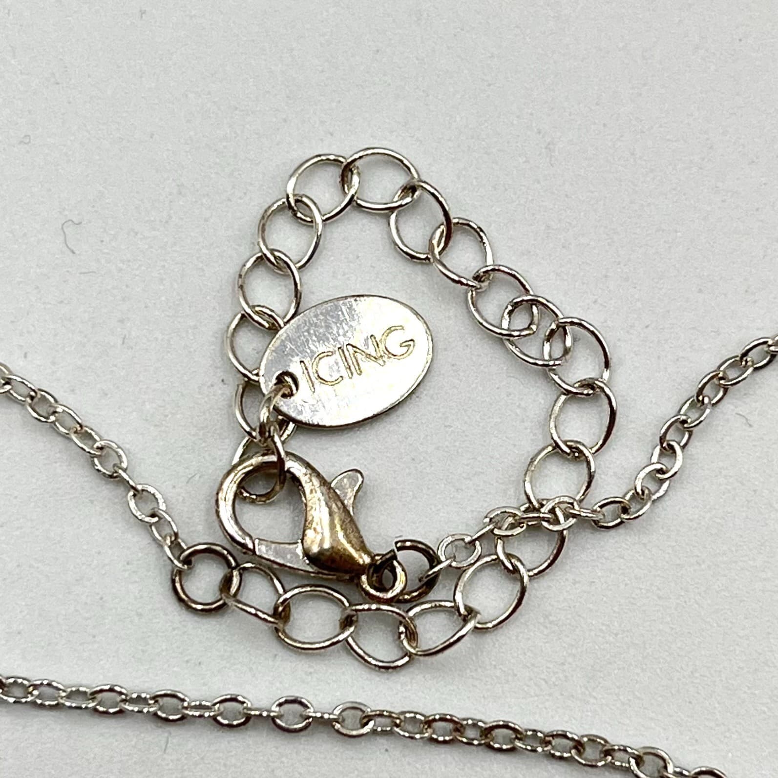 VTG Icing Silver Tone Solitaire Necklace Clear Rhinestone Dainty Minimalist Y2K - Thumbnail 3