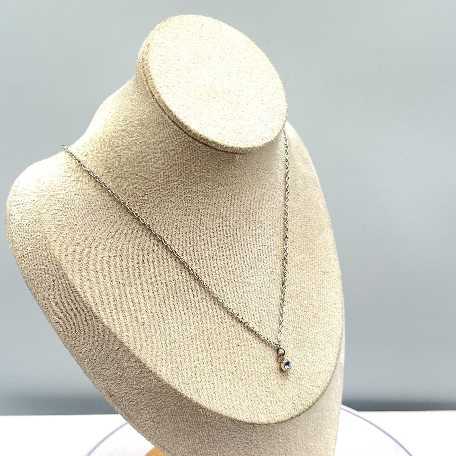 VTG Icing Silver Tone Solitaire Necklace Clear Rhinestone Dainty Minimalist Y2K - Thumbnail 5