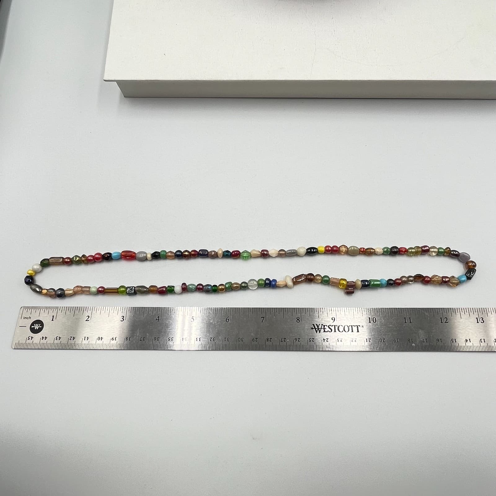 Vintage Boho Multi-Color Glass Bead Strand Necklace Eclectic Artsy Retro Style - Thumbnail 10