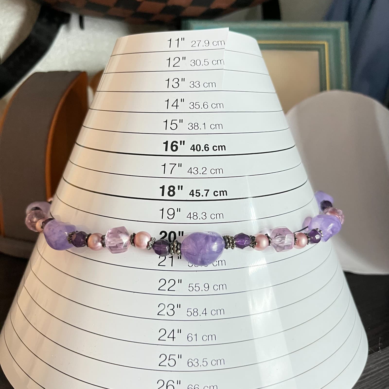 Vintage Y2K Purple Acrylic Bead & Faux Pearl Statement Necklace Retro Boho - Thumbnail 9