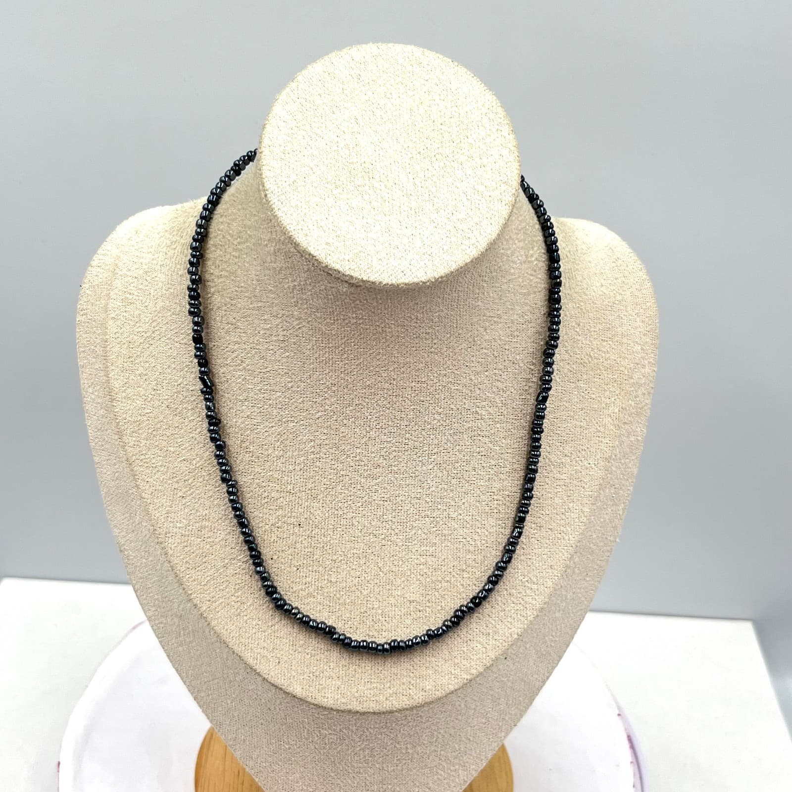 Y2K Retro Seed Bead Choker Set Metallic Silver & Gunmetal Black Duo Necklace 2pc - Thumbnail 8
