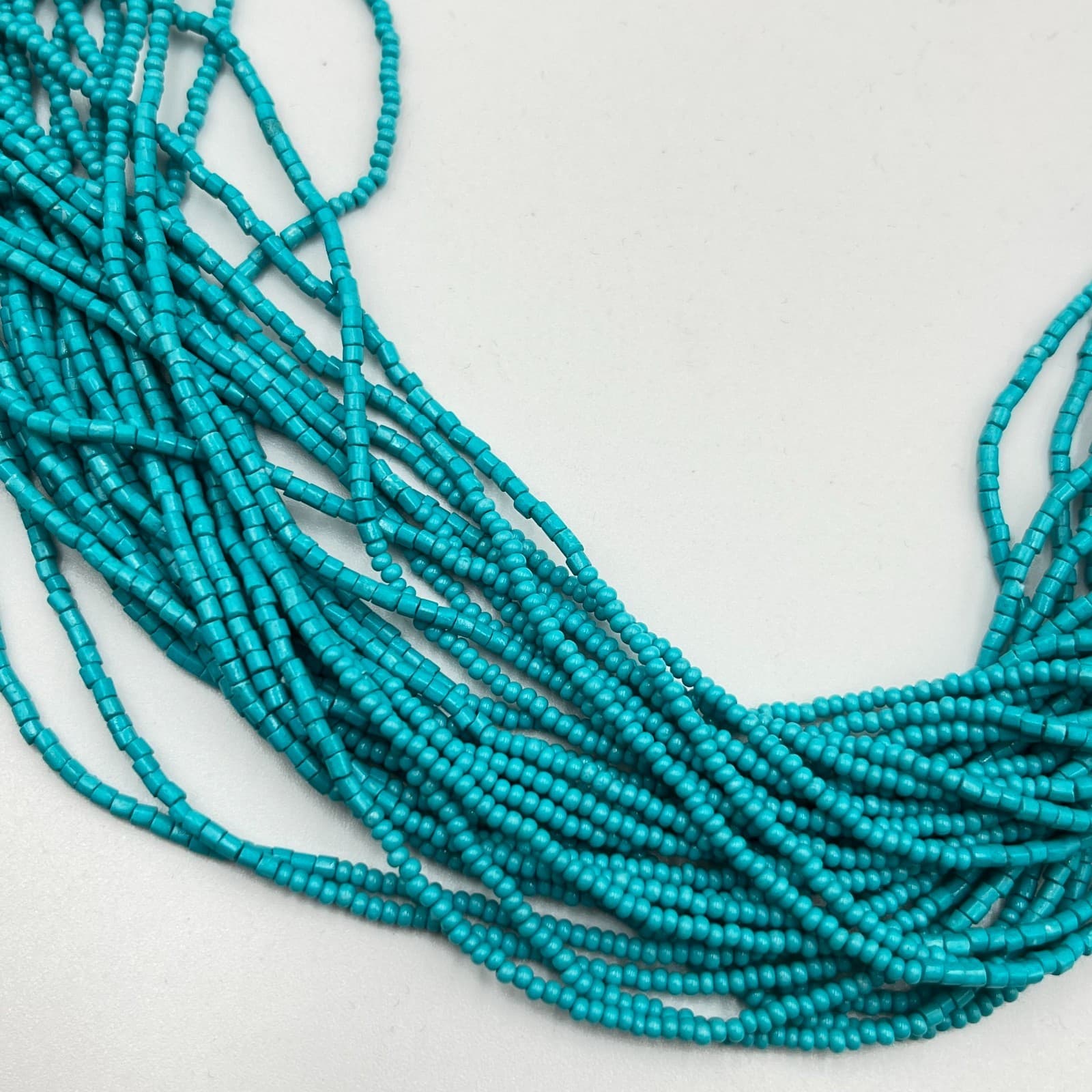 Vintage LOFT Multi-Strand Teal Seed Bead Statement Necklace Boho Chic Classic - Thumbnail 3