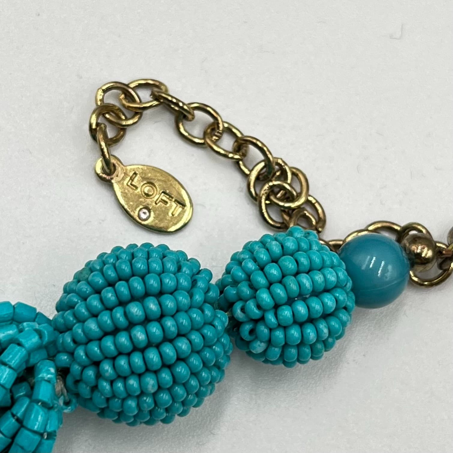 Vintage LOFT Multi-Strand Teal Seed Bead Statement Necklace Boho Chic Classic - Thumbnail 4
