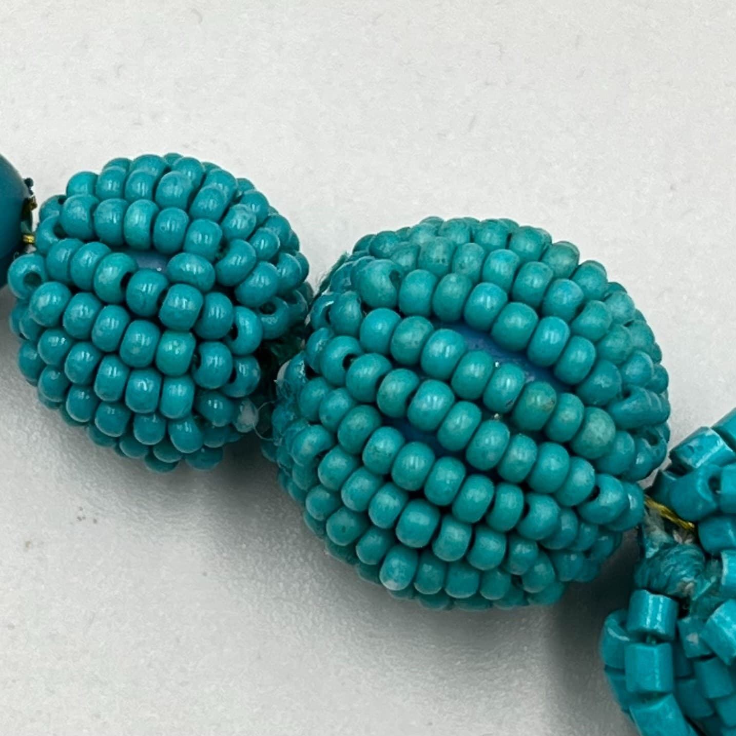 Vintage LOFT Multi-Strand Teal Seed Bead Statement Necklace Boho Chic Classic - Thumbnail 5