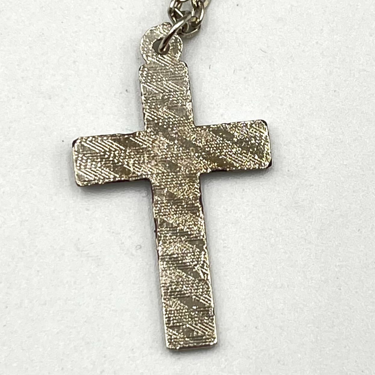 Vintage Blue Enamel Silver Tone Cross Pendant Necklace Religious Spiritual Boho - Thumbnail 3