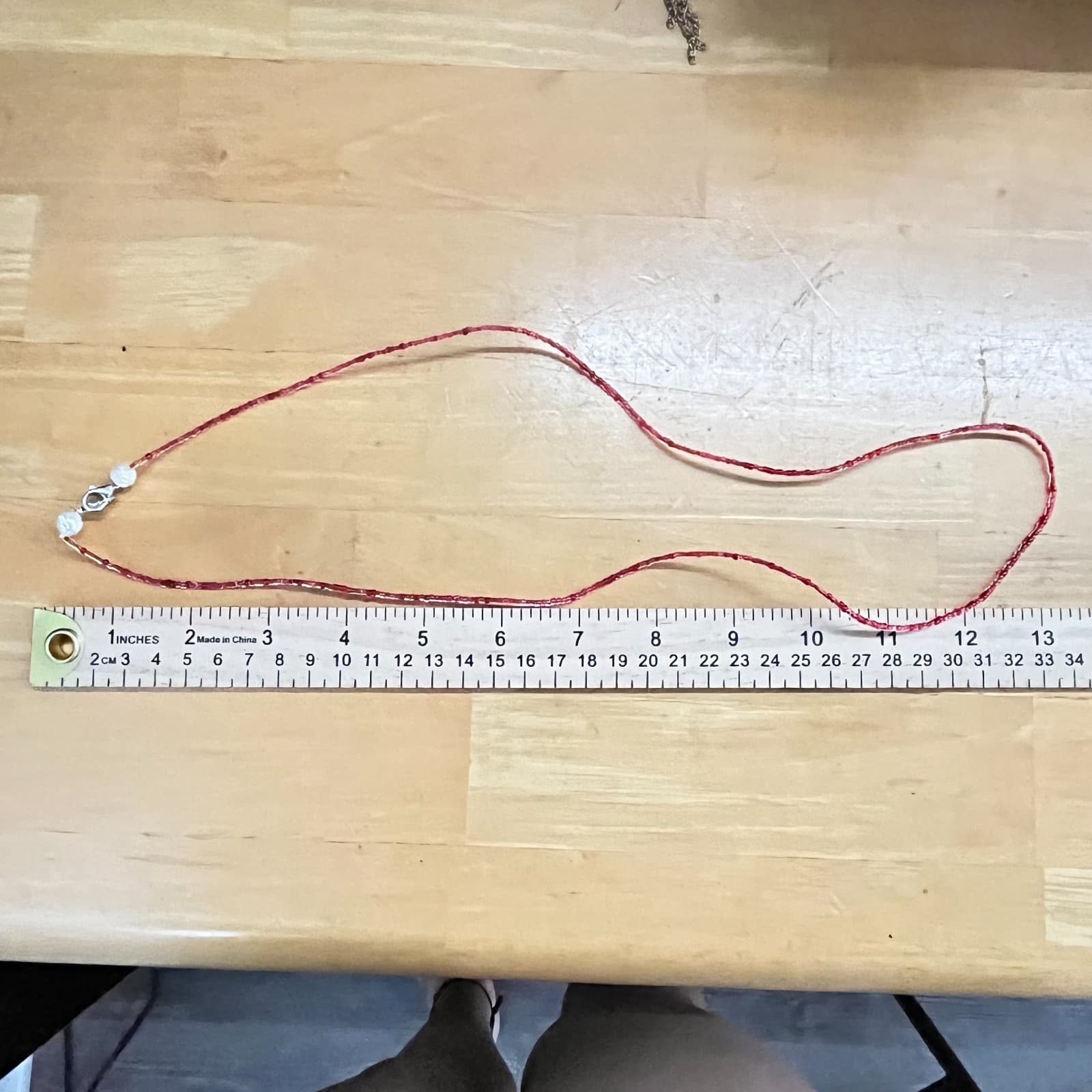 Vintage Red Seed Bead Necklace Cream Rose Bud Accents Dainty Boho Strand Fashion - Thumbnail 8