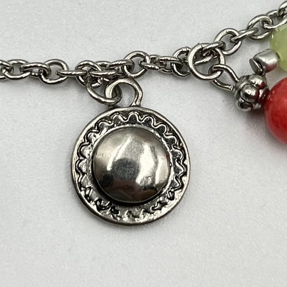 Vintage Boho Multi-Strand Charm Necklace Black Cord Mixed Beaded Silver Tone Y2K - Thumbnail 3