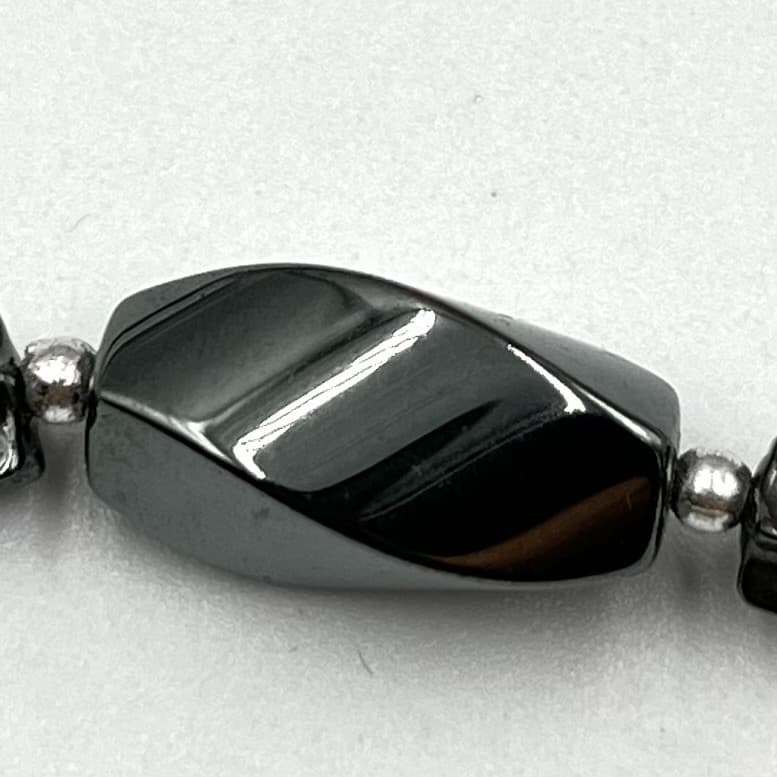 Vintage Hematite Beaded Statement Necklace Gunmetal Grey Geometric Classic - Thumbnail 4