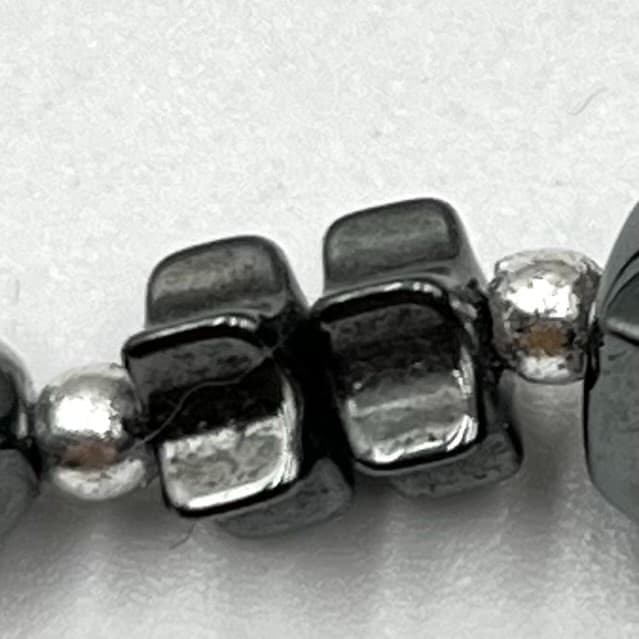 Vintage Hematite Beaded Statement Necklace Gunmetal Grey Geometric Classic - Thumbnail 5