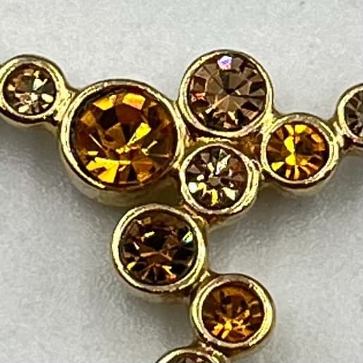 Vintage Amber Rhinestone Gold Tone Cluster Drop Necklace Elegant Retro Y2K - Thumbnail 4