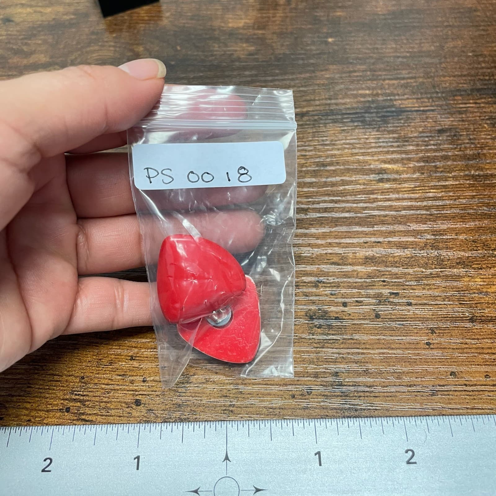 Vintage Bold Red Triangle Geometric Bright Resin Cabochon Post Back Stud - Thumbnail 10