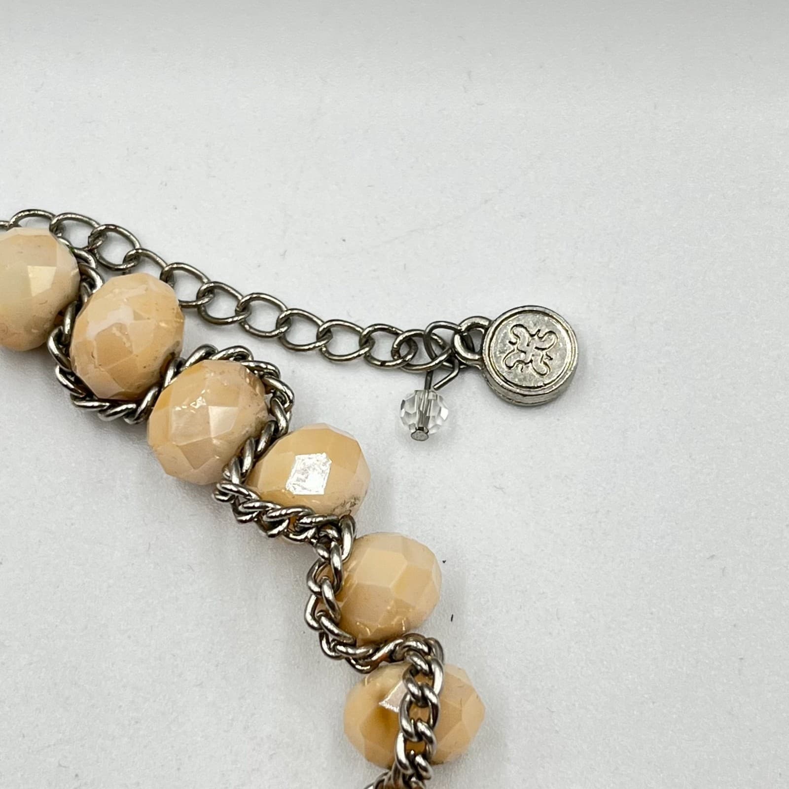VTG Vera Wang Interlocking Circle Pearl & Crystal Statement Necklace Silver Tone - Thumbnail 5