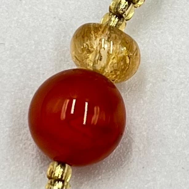 Vintage Citrine & Carnelian Beaded Necklace Boho Earth Tone Gemstone Pendant - Thumbnail 4