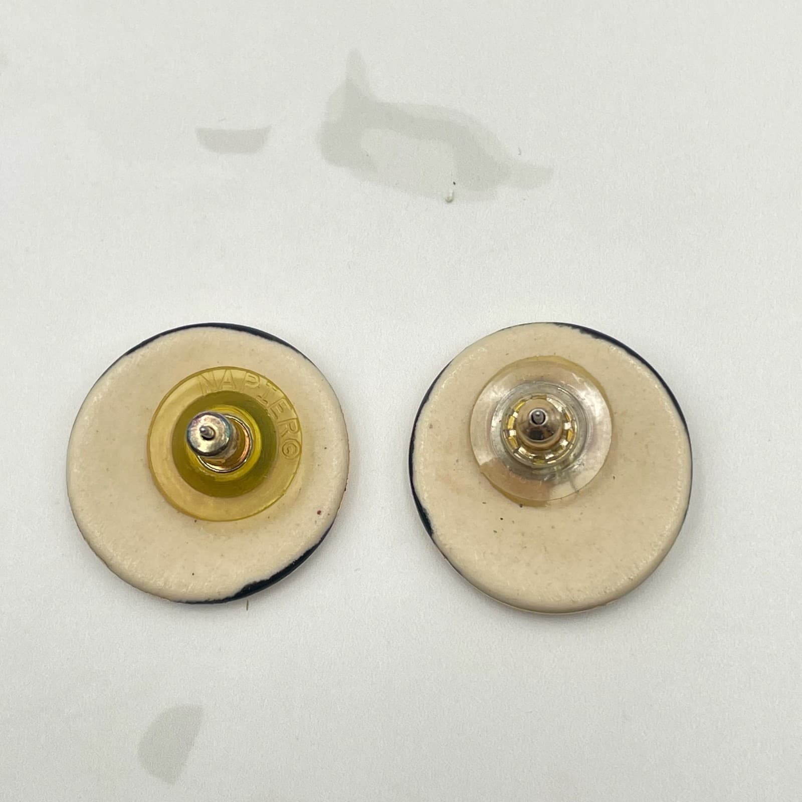 Vintage VTG Gold Tone Dangle Earrings Long Bar Clear Stone Evil Eye Teardrop - Thumbnail 3