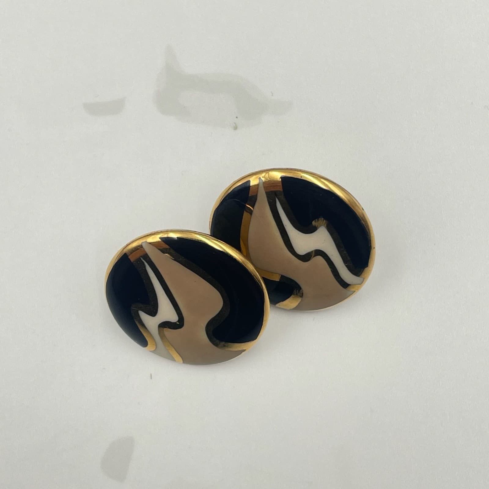 Vintage VTG Gold Tone Dangle Earrings Long Bar Clear Stone Evil Eye Teardrop - Thumbnail 7