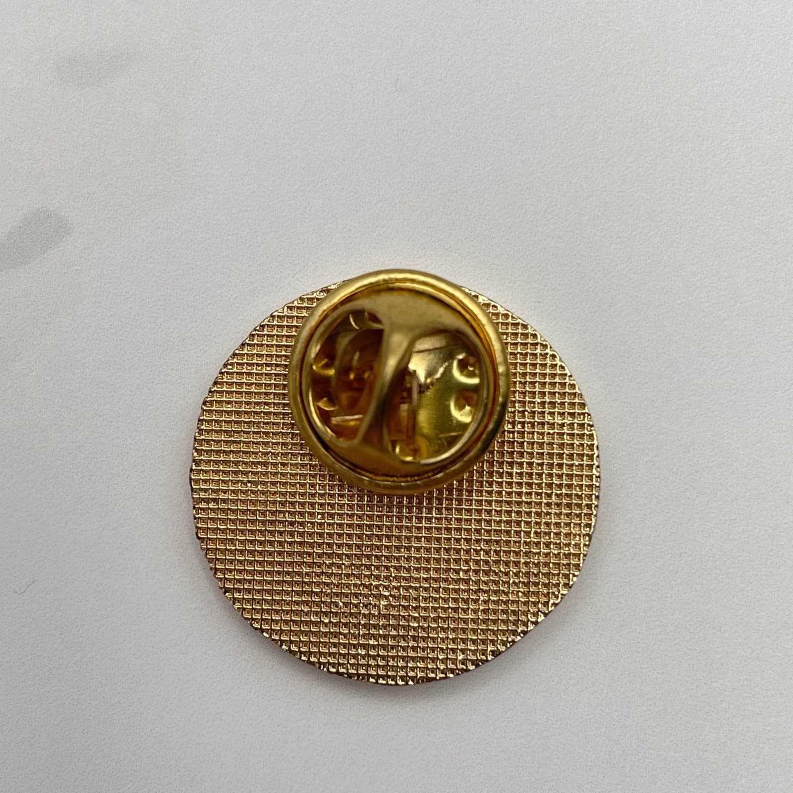 Vintage Gold Tone Round Lapel Pin Flame Logo Purple Enamel Tie Tac Brooch Badge - Thumbnail 7