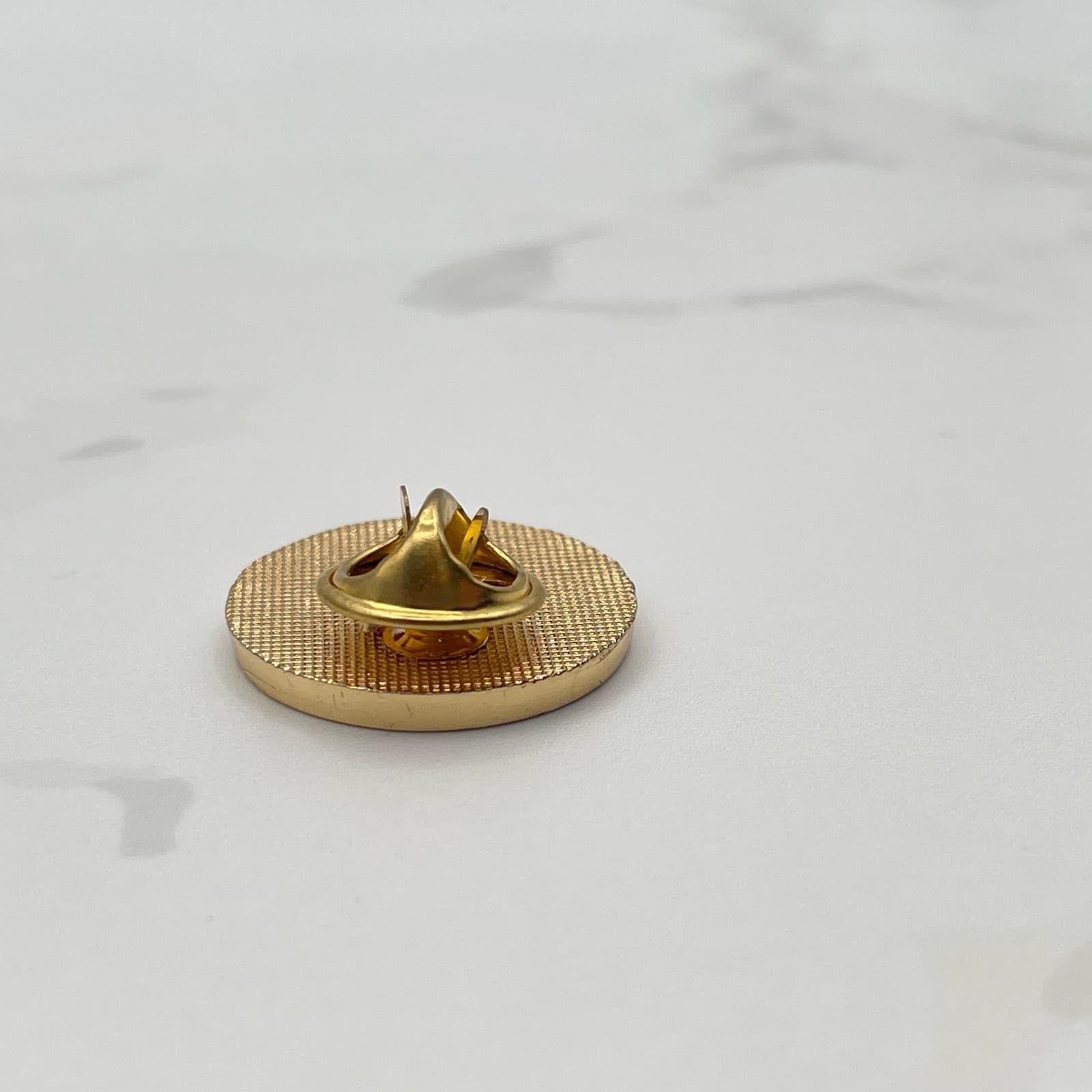 Vintage Gold Tone Round Lapel Pin Flame Logo Purple Enamel Tie Tac Brooch Badge - Thumbnail 8