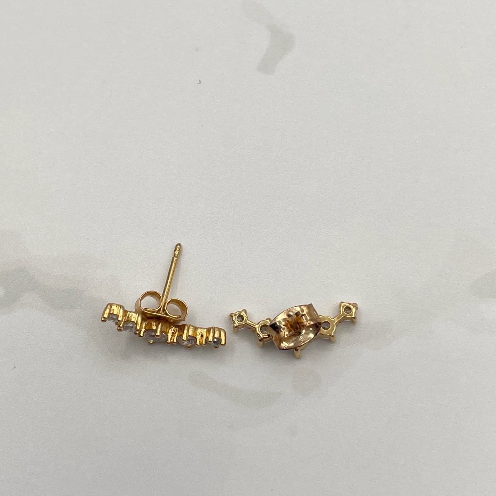 Vintage Gold Tone Cluster Climber Stud Earrings with Rhinestone Butterfly - Thumbnail 8