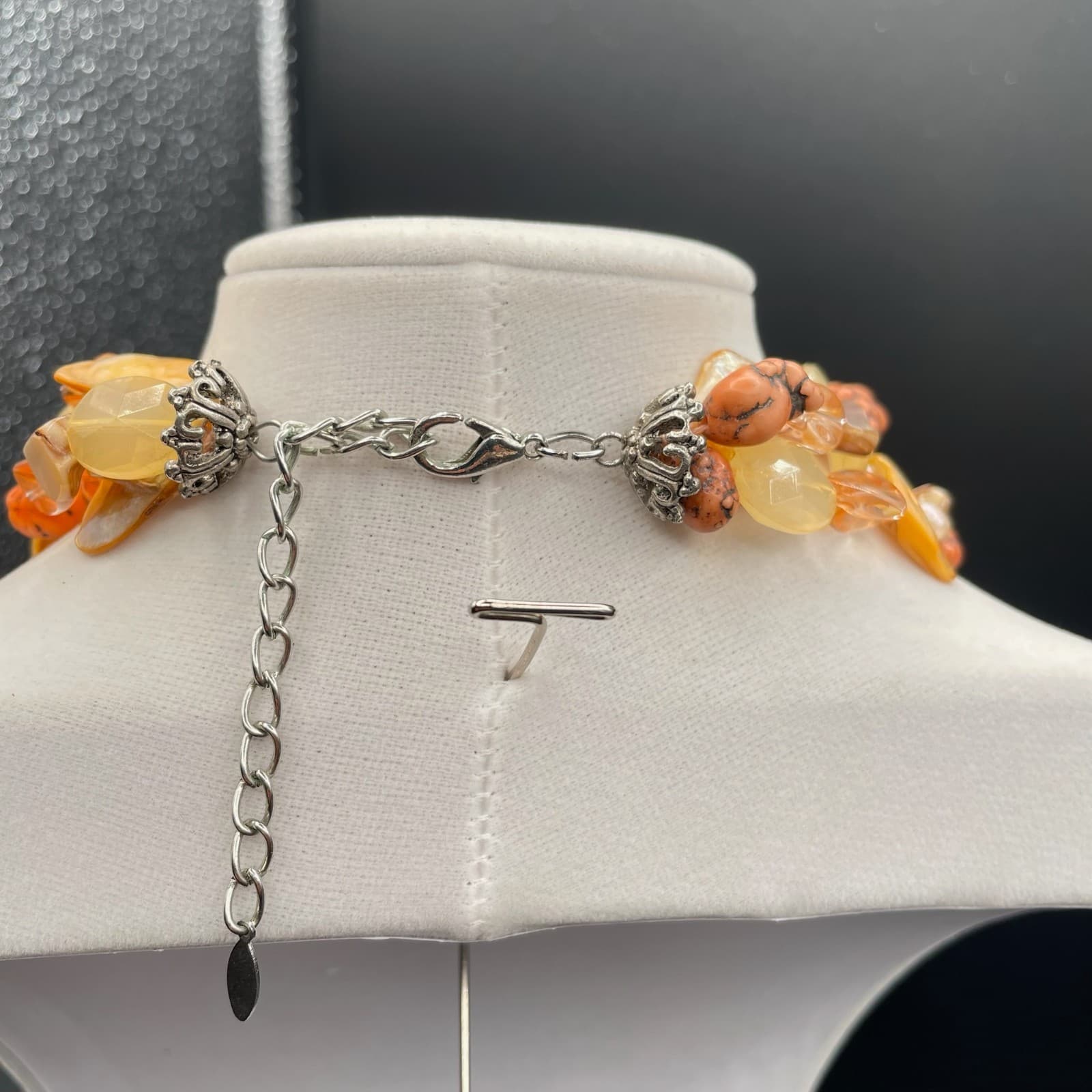 Vintage Dyed Mother-of-Pearl Sea Shell Rock Lobster Beaded Necklace - 19" - Thumbnail 9