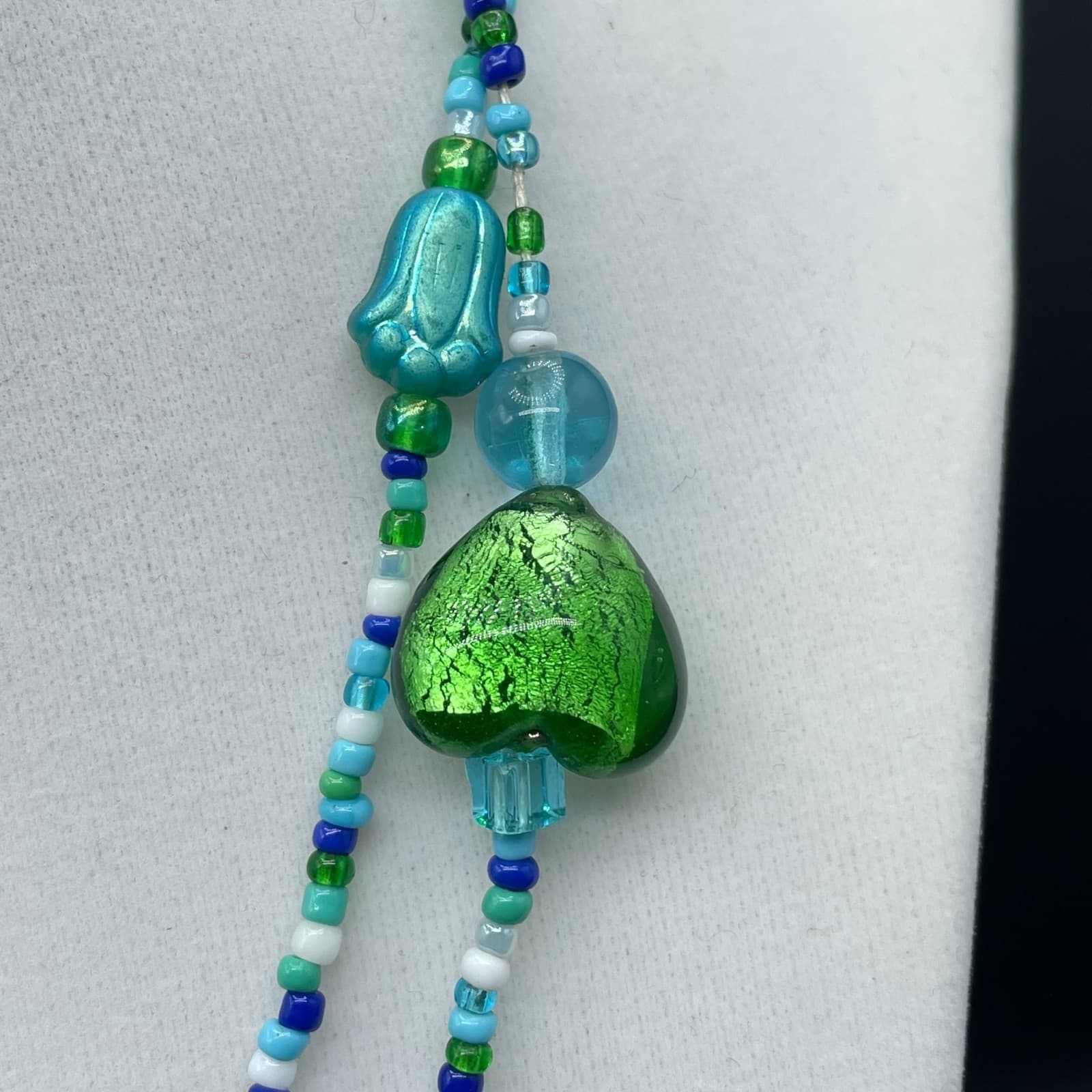 Vintage Teal Fashion Classic African Vinyl Disc Double-Stranded Beaded Necklace - Thumbnail 10