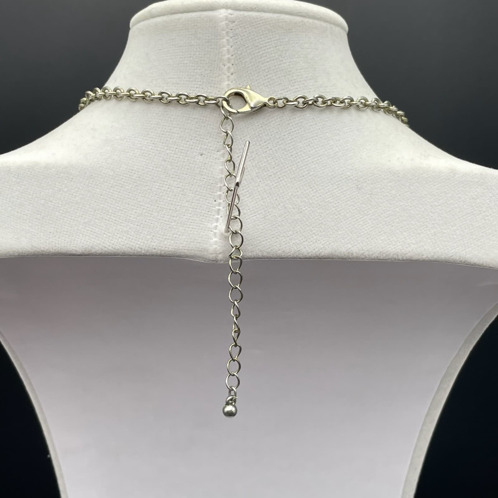 Vintage VTG Multistrand Collar Necklace Peach Seed Beads Brass Chain Aluminum - Thumbnail 9