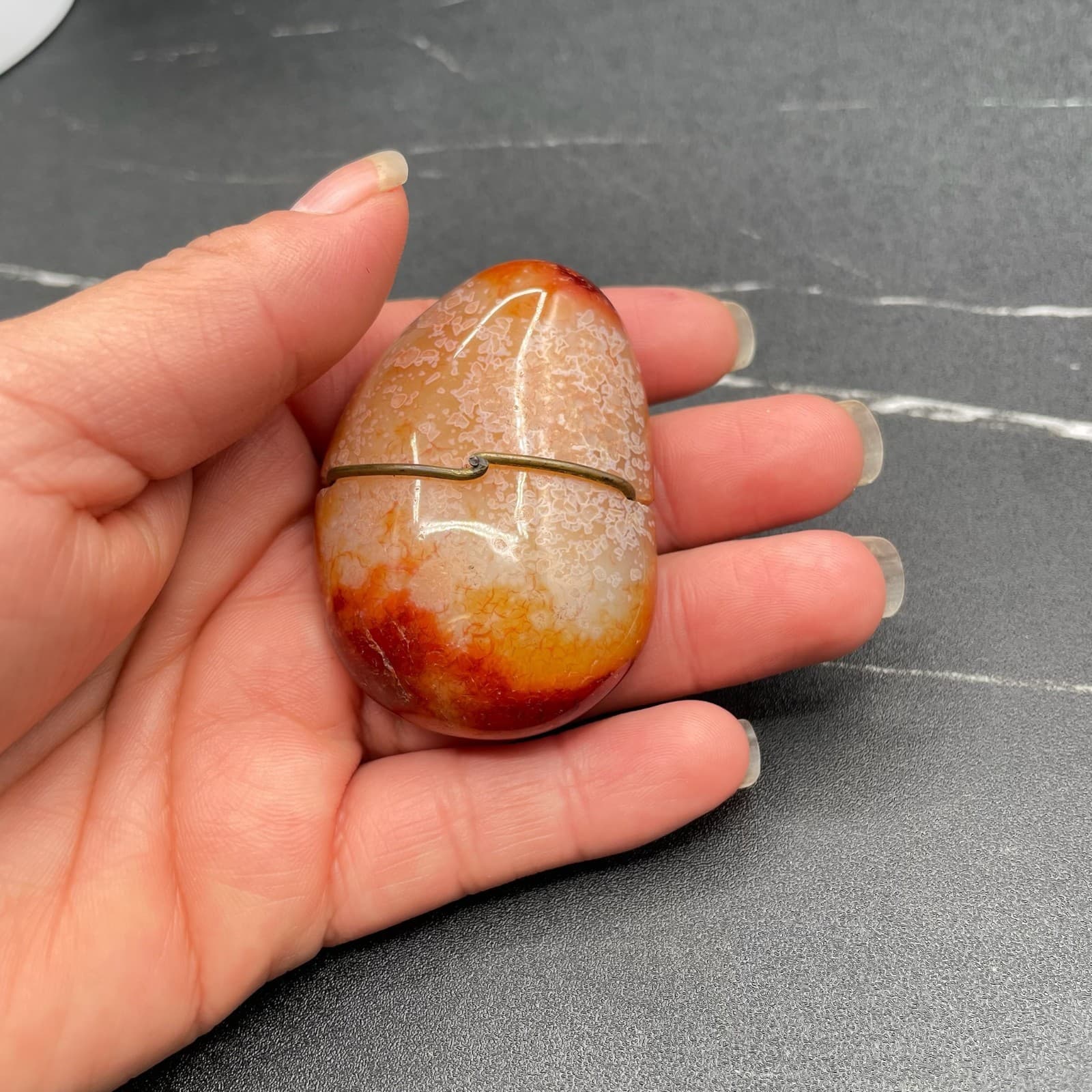 Vintage Carnelian Agate Polished Reddish-Orange Chalcedony Collectible Gemstone