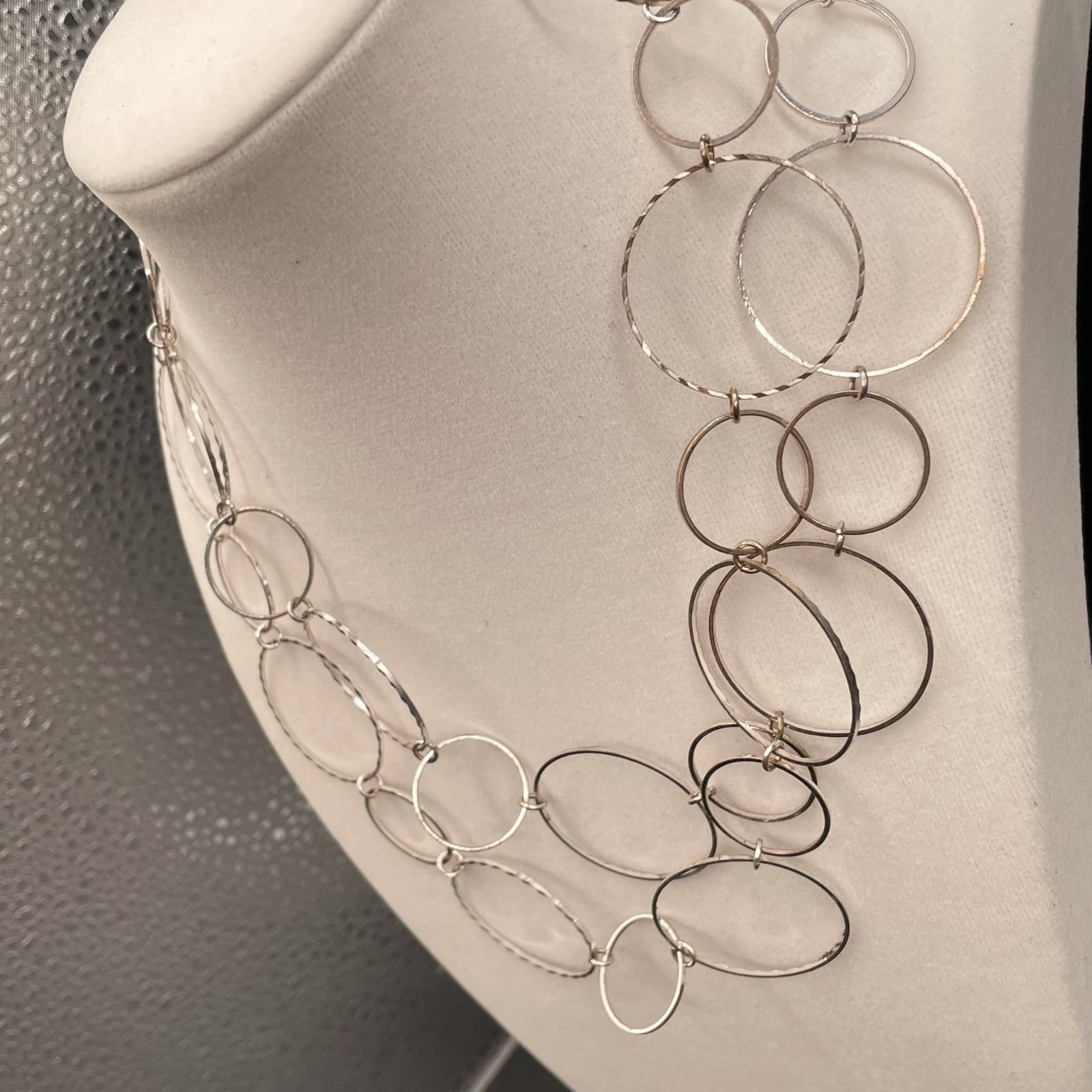 Vintage Silver-Tone Lobster Geometric Statement Cluster Multi-Strand Ring Link - Thumbnail 4