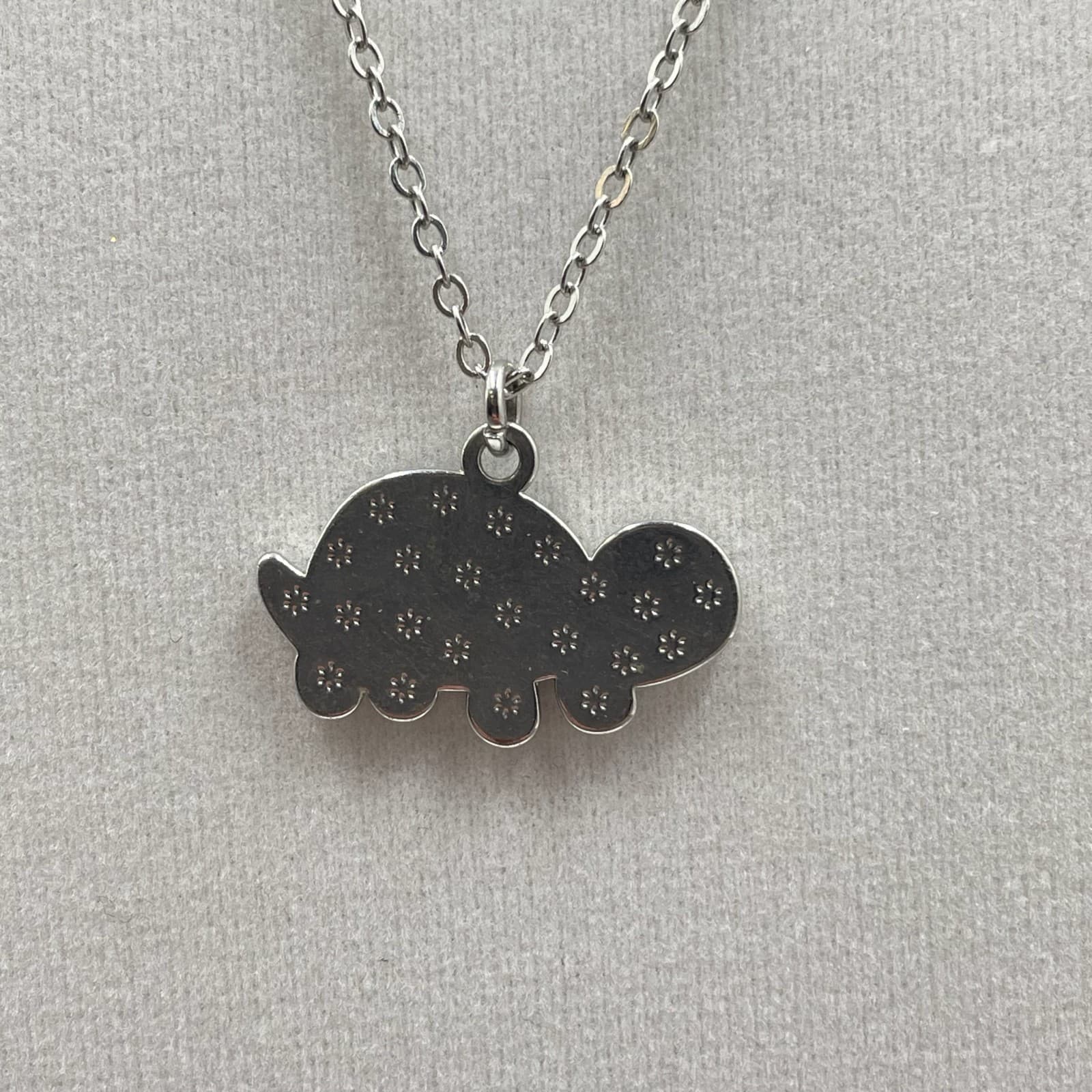 Vintage Silver-Toned Green Enamel Modern Fashion Turtle-Shape Charm Pendant - Thumbnail 7