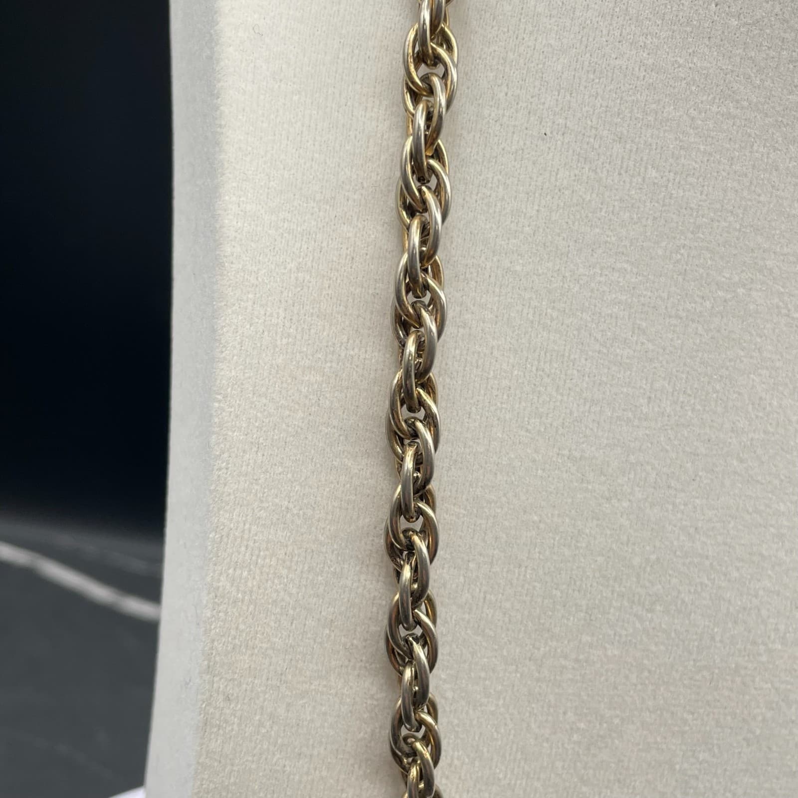 Vintage Contemporary Silver-Tone Classic Fashion Twist Braided Chain Push Lock - Thumbnail 6