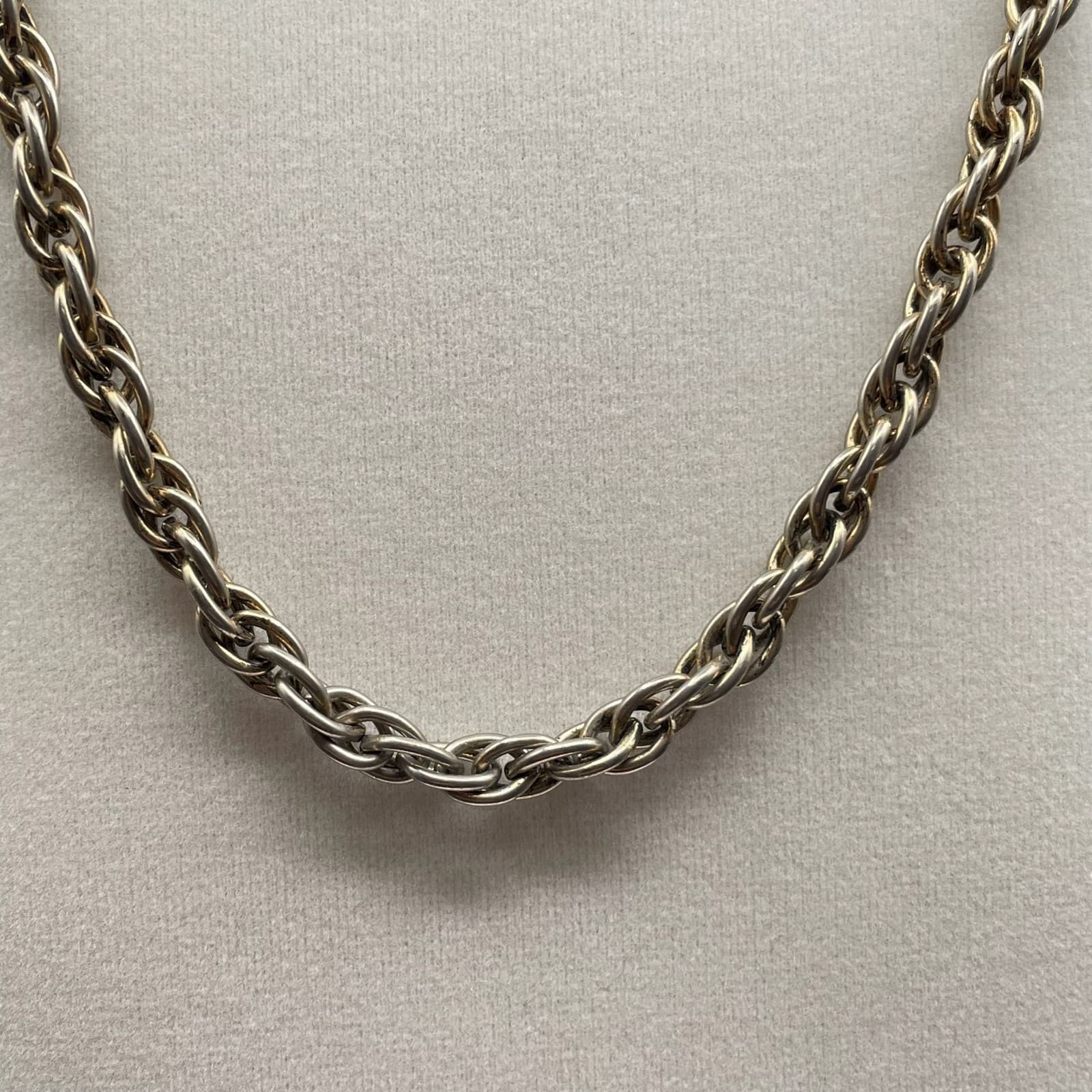 Vintage Contemporary Silver-Tone Classic Fashion Twist Braided Chain Push Lock - Thumbnail 7