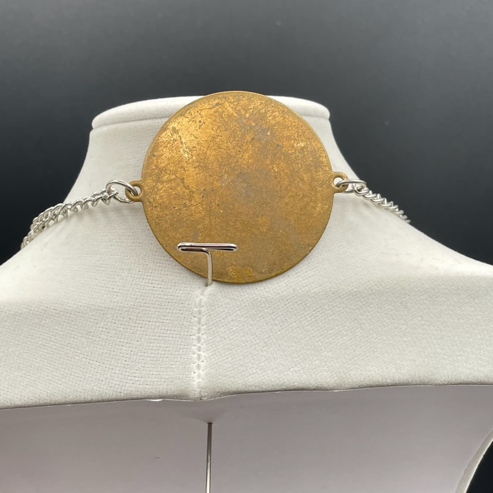 Vintage Silver-Tone Classic Curb Chain Crescent Moon Collar Statement Station - Thumbnail 8