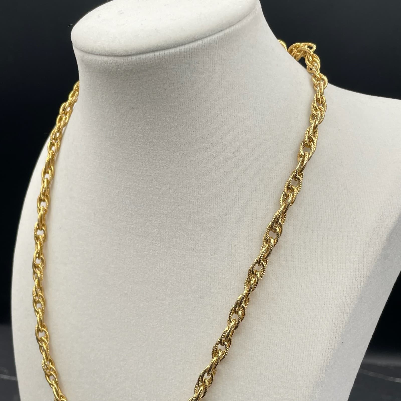 Vintage Gold-Tone Classic Fashion Stainless Steel Bismark Chain Lobster Necklace - Thumbnail 7