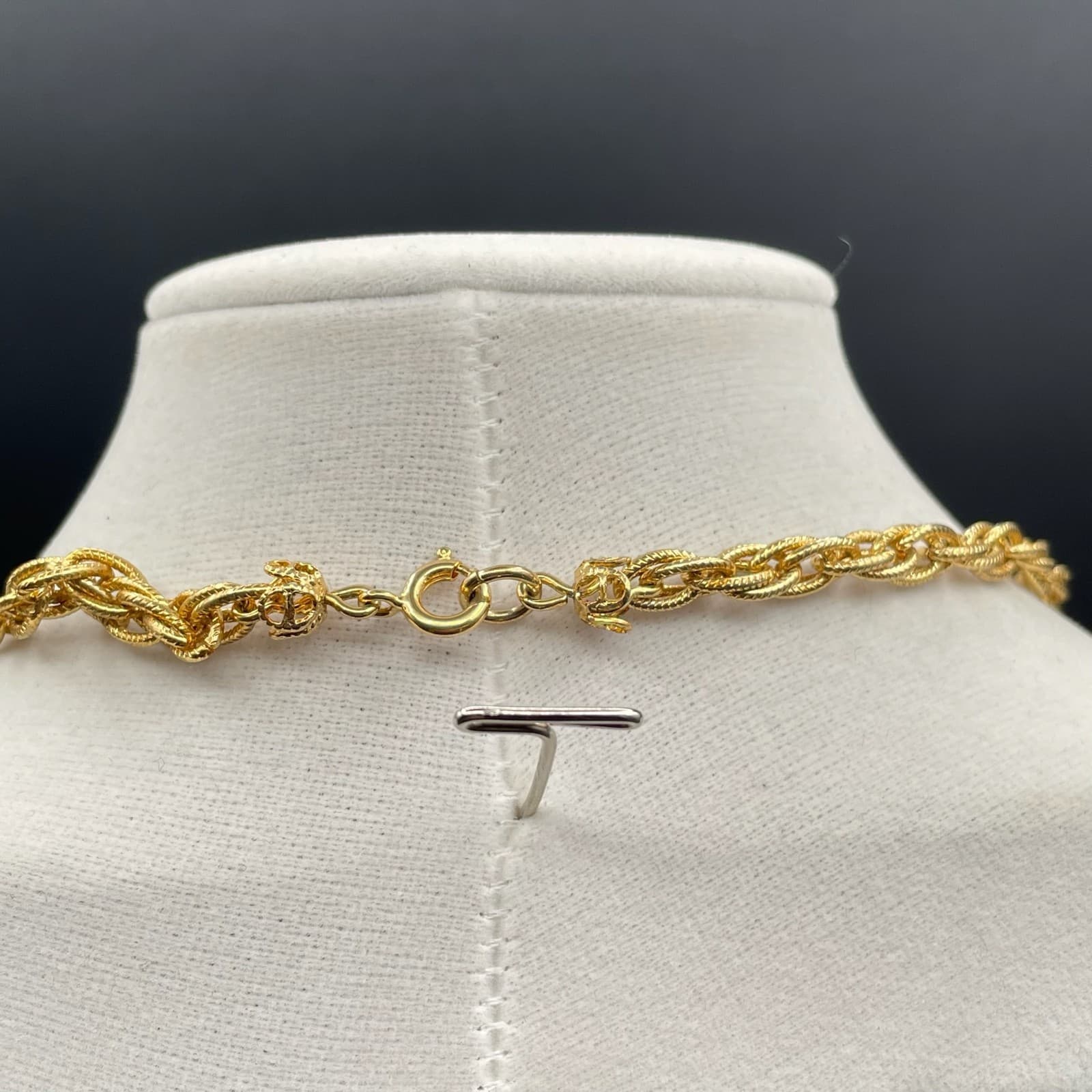 Vintage Gold-Tone Classic Fashion Stainless Steel Bismark Chain Lobster Necklace - Thumbnail 9